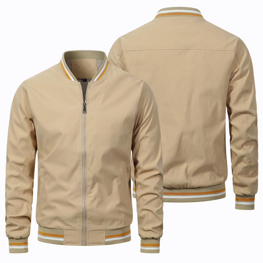Mens Casual Stand Collar Zipper Jacket