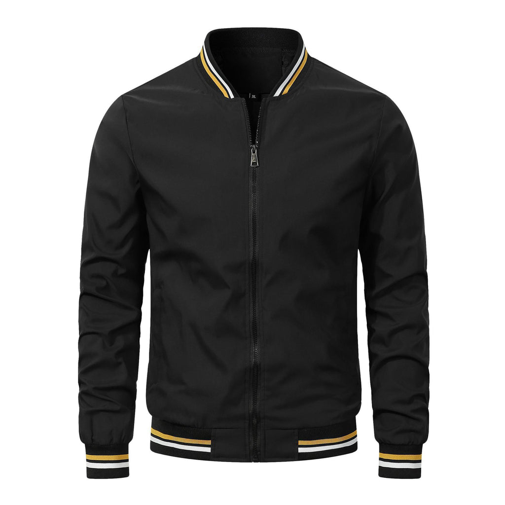 Mens Casual Stand Collar Zipper Jacket