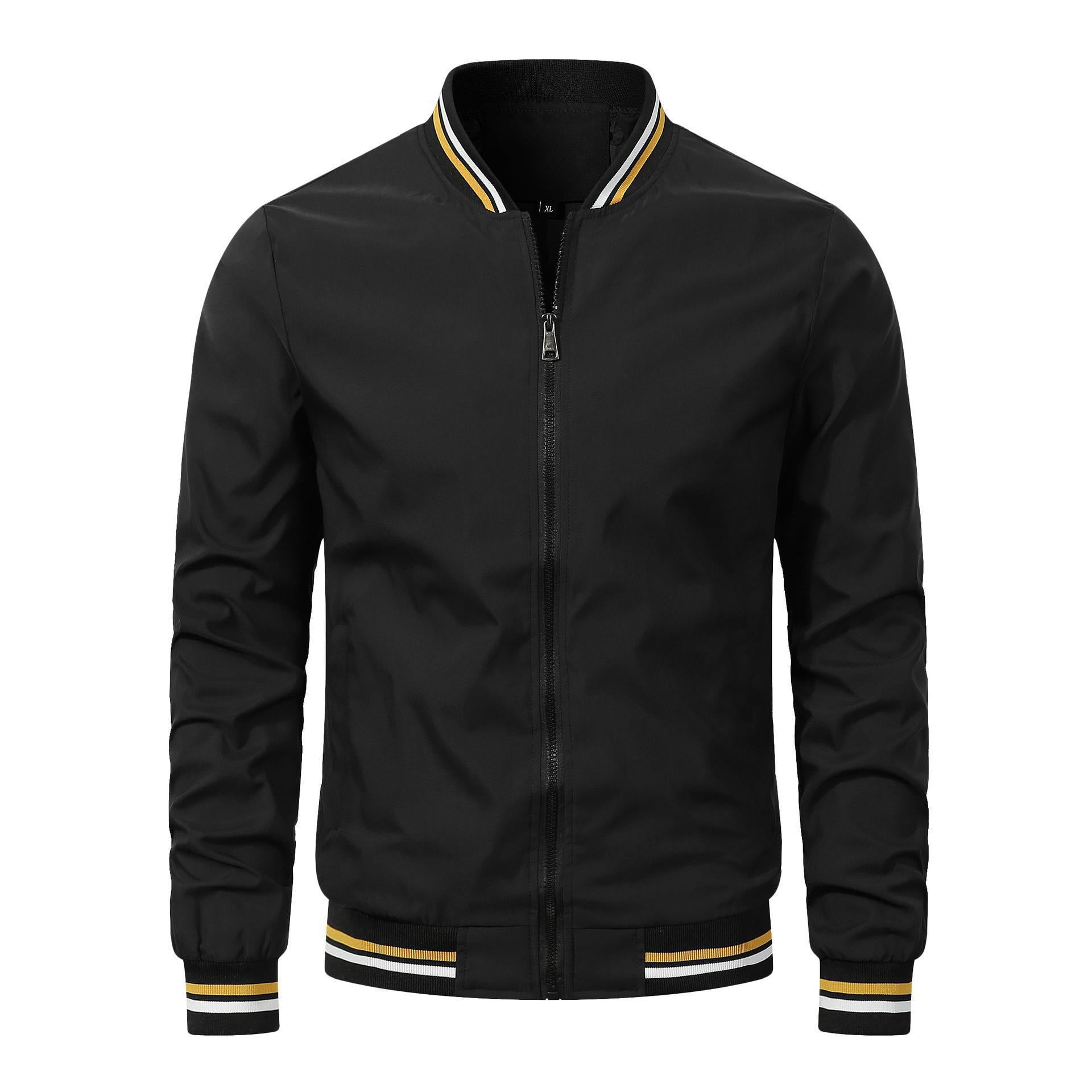 Mens Casual Stand Collar Zipper Jacket