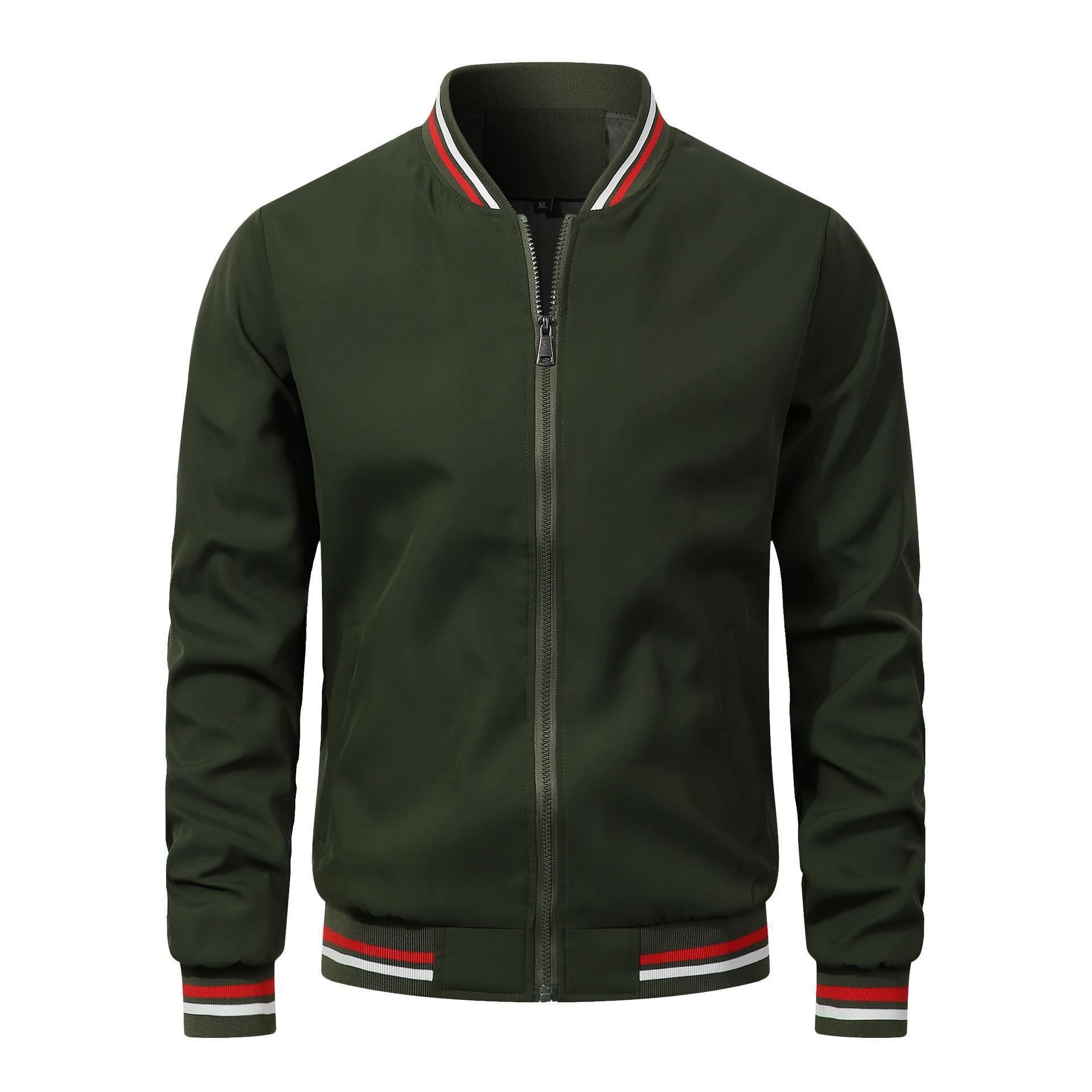 Mens Casual Stand Collar Zipper Jacket