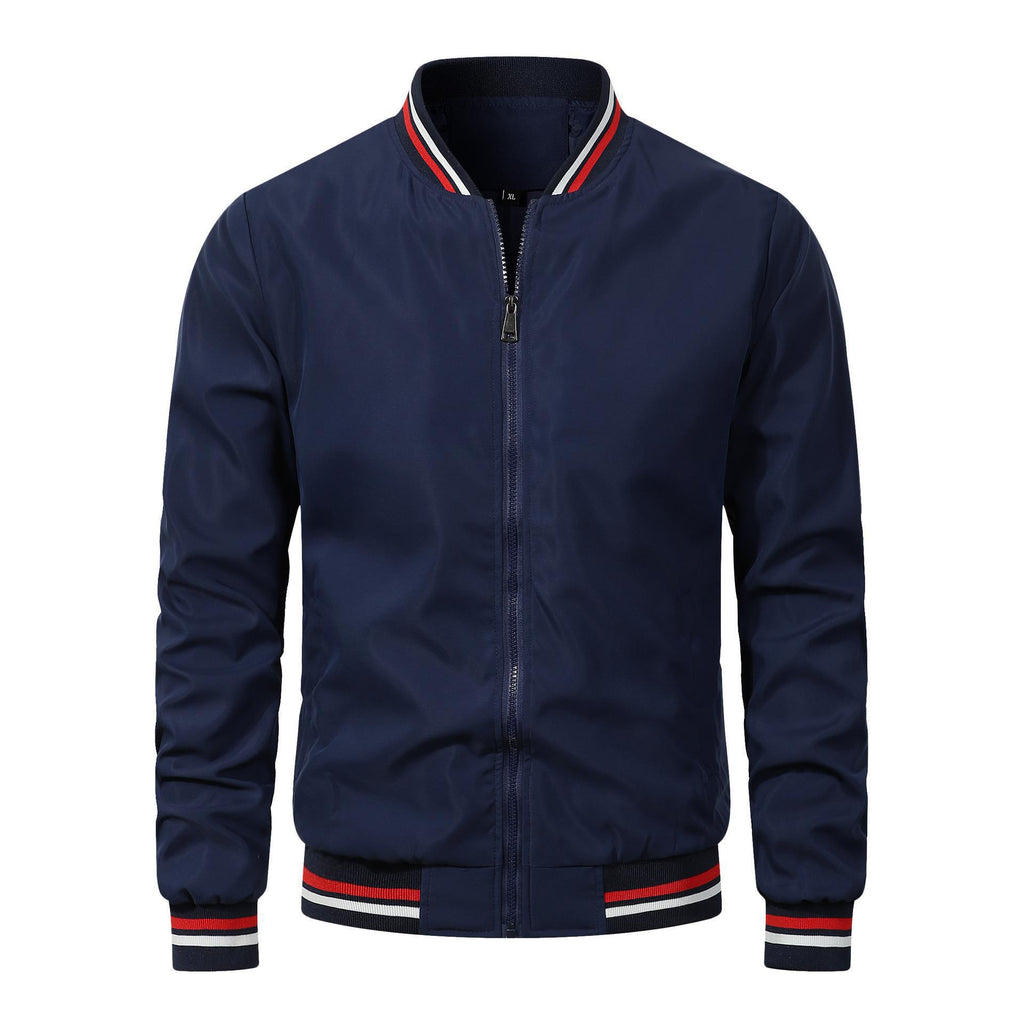 Mens Casual Stand Collar Zipper Jacket